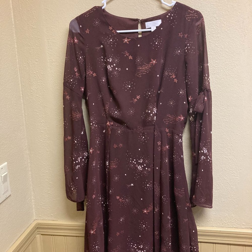 Lauren Conrad Runway Pretty lil' Maroon Dress with shooting stars Size Small